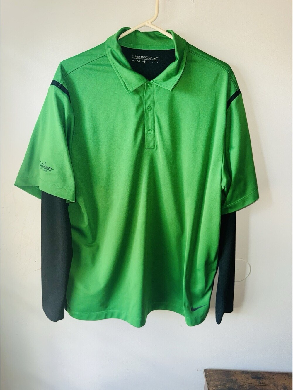 Nike Golf Green Polo-Thermal Sleeves-Cambridge Golf Club -Size Large-DriFit